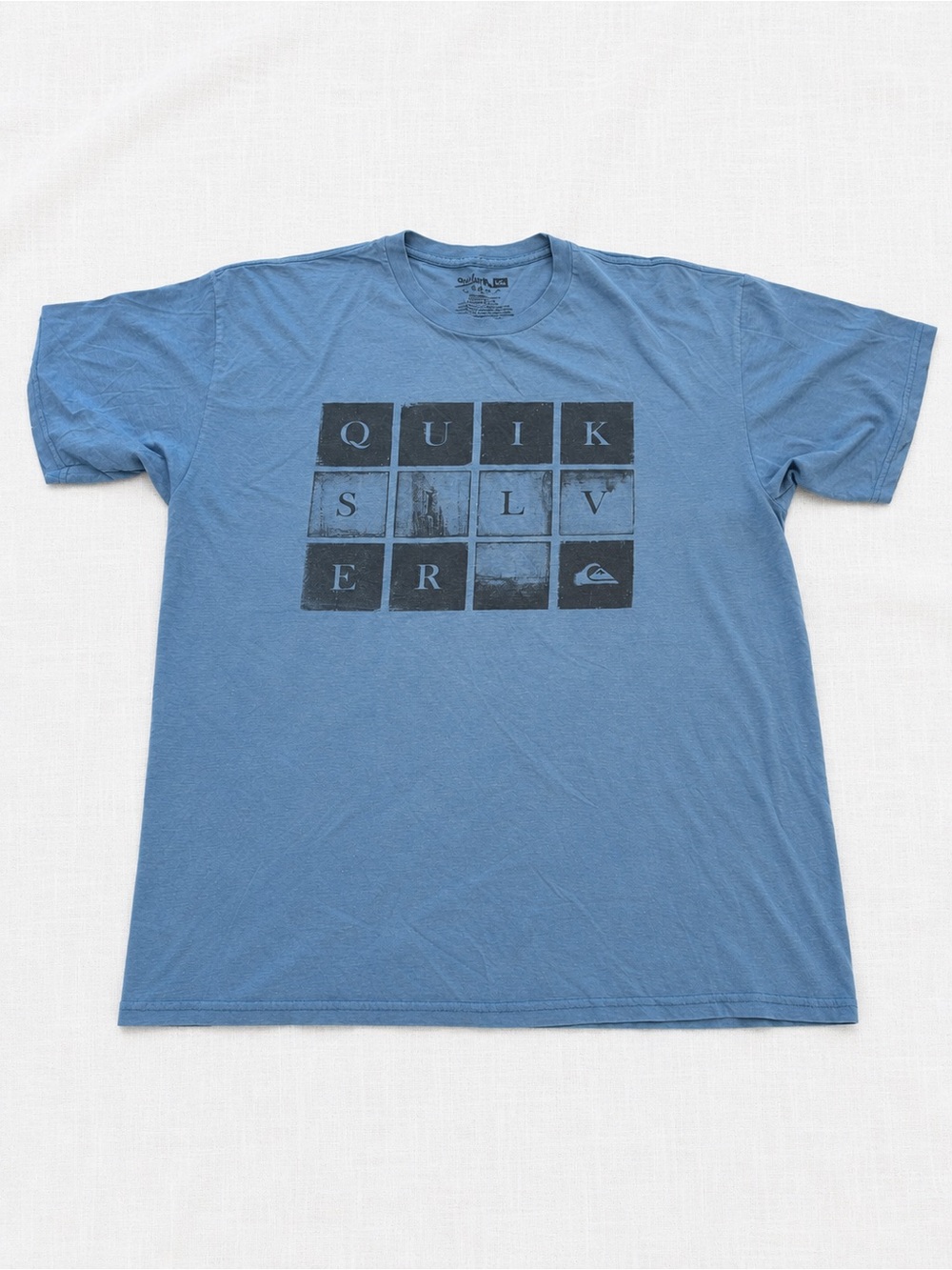Quiksilver Men's Slate Blue Short-Sleeve Logo Grid Tee